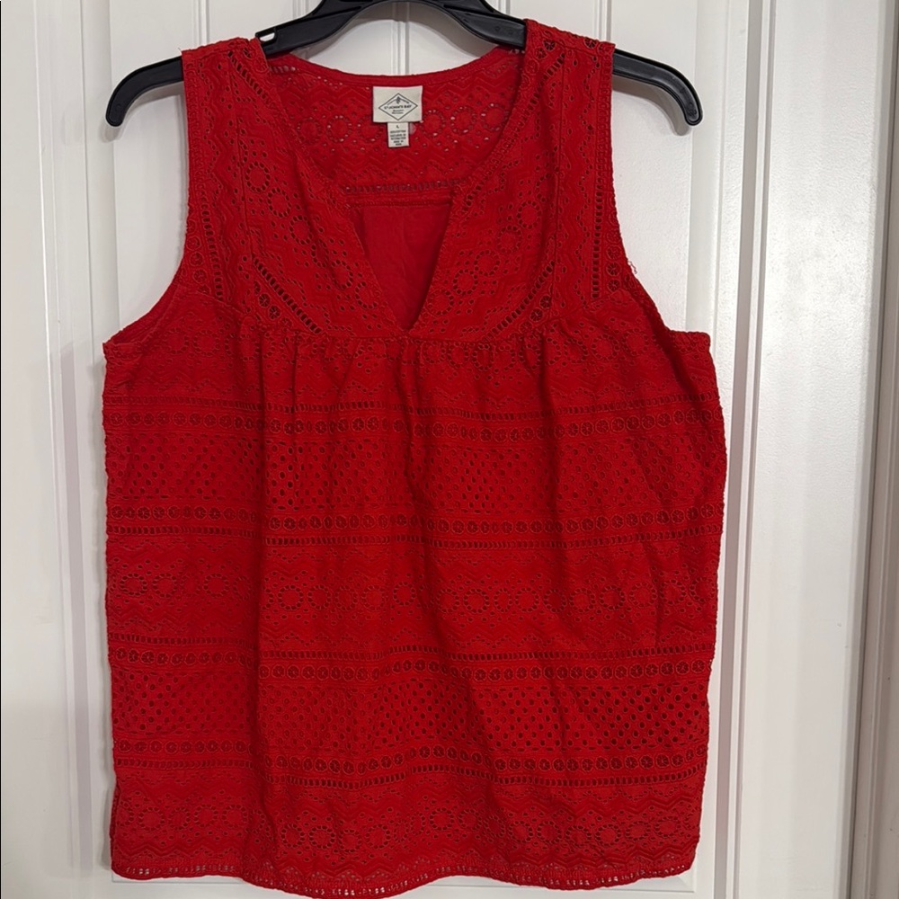 St. John's Bay Red Eyelet Tank Top